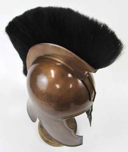 Safa Casco de Armadura de troyano náutico con Pluma, Acabado en Cobre, Cruzada Medieval Caballero Spartan A