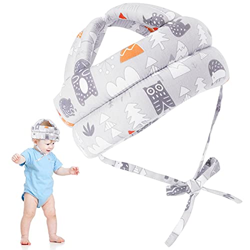 Hwtcjx protector cabeza bebe, casco bebe, 1 pieza Protector de cabeza infantil, Hecho de algod&oacute;n agradable para la piel, transpirable, ajustable, para ni&ntilde;os de 6 meses a 5 a&ntilde;os