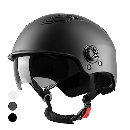 Westt Casco bicicleta adulto, casco patinete electrico adulto scooter skate skateboard bicicleta el&eacute;ctrica patines en l&iacute;nea hombre mujer con visera y protector solar, negro mate, L/XL (59-62 cm)