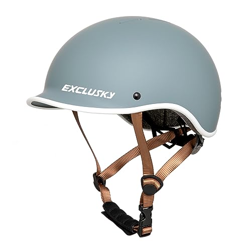 Exclusky Casco Bicicleta Adulto, Casco de Bicicleta para Hombre Mujer con Visera Baja Integrada Casco de Ciclismo Casco Patinete Electrico para Carretera (56-61CM) (Gris, 56-61cm)