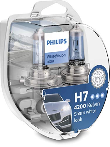 Philips 12972WVUSM WhiteVision - bombilla para faros delanteros de coches - Bombilla para coches (H7, 55 W, Halógeno, Luces largas, Luces cortas, PX26d, 4200 K, blanco intenso)