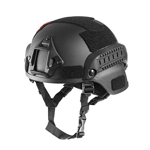 OneTigris - Casco de combate avanzado (ACH) estilo MICH 2000 con soporte para gafas de visi&oacute;n nocturna (NVG) y riel lateral para airsoft/paintball, TG-ZSK05, negro