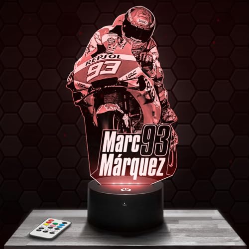 L&aacute;mpara de mesilla de noche, luz nocturna t&aacute;ctil Moto GP Marc.M l&aacute;mpara LED ilusi&oacute;n 3D, idea de regalo para ni&ntilde;os y ni&ntilde;as, Navidad, l&aacute;mpara de mesilla de noche para ni&ntilde;os o adultos. TOP