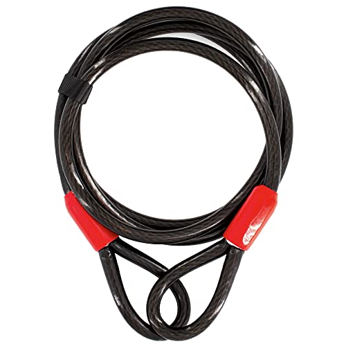 EVEREST FITNESS Candado de Bicicleta de Doble Bucle - Cable Candado de Acero Plastificado Antirrobo para Bici Moto Casco Patinete Electrico - Cadena de Seguridad para Bicicletas