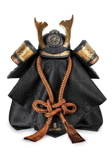 LLADRÓ Figura Casco Samurái Naranja. Figura Casco Samurai de Porcelana.