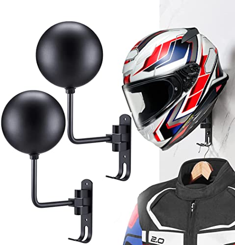 motofans Colgador Casco Moto Pared Perchero para Casco Soporte para colagar el Casco y la Chaqueta Gancho met&aacute;lico Fabricaci&oacute;n de aleaciones de Aluminio(2 Unidad)