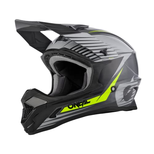 O'NEAL | Casco de Motocross | MX Enduro Motocicleta | ABS Shell, Est&aacute;ndar de Seguridad ECE 2205, Ventilaci&oacute;n y refrigeraci&oacute;n &oacute;ptima | 1SRS Casco Stream | Adultos | Gris Amarillo Ne&oacute;n | Talla S