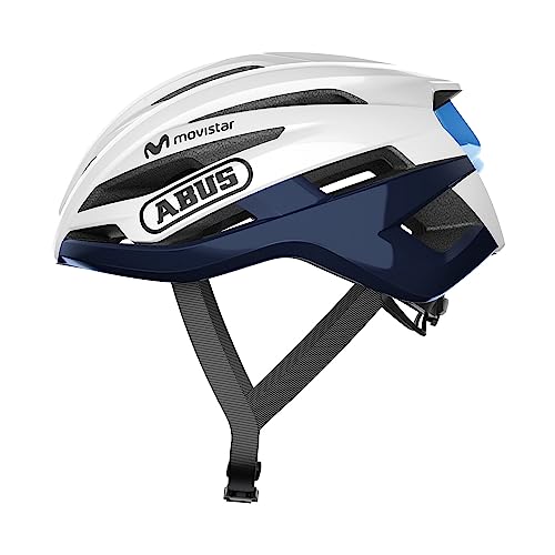 ABUS StormChaser - Casco de bicicleta ligero y cómodo para ciclismo deportivo profesional - Para hombre y mujer - Blanco / Azul, talla M