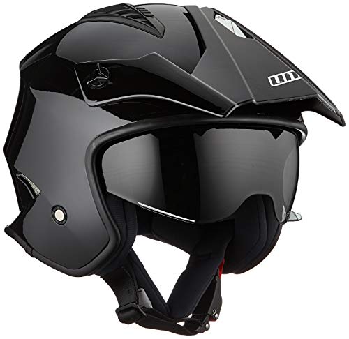 UNIK Ct-07 Trial Helmet with Solar Glasses, Colour-Black, Size-Small Casco, Hombre, Negro