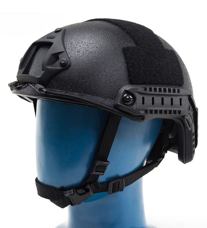 WLXW Casco Bal&iacute;stico T&aacute;ctico Casco Antibalas Kevlar Casco Protector Fast, Equipo De Seguridad Personal, con Sistema Antivibraci&oacute;n, Ajuste De Cabeza Y Cola,Negro