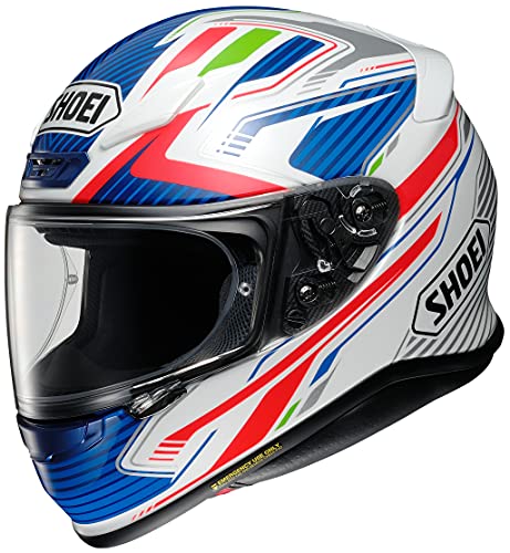 Shoei Casco NXR STAND TC-2 blanco, azul y rojo, casco integral para motocicleta, S