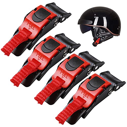 Jicyor Hebilla De Liberaci&oacute;n R&aacute;pida para Casco, 4 Unidades El Plastico con Broche Clip De Correa para Casco De Moto Negro y Rojo Apto para Todos Los Cascos