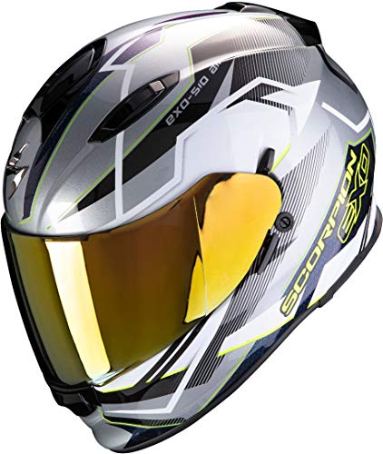 Scorpion Casco de moto EXO-510 AIR BALT Silver-White-Neon Yellow, Gris/Blanco/Amarillo, S