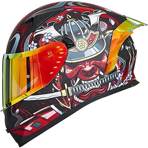 ILM Casco Moto Integral Para Hombre y Mujer-Casco Moto con 2 Visores Compatible con Pinlock Transparente y Tintado-Street Bike Motocross Casco DOT&ECE Modelo Z501, Armor Red, M