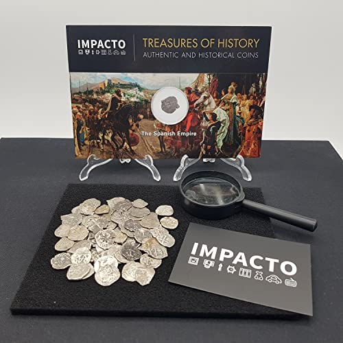 IMPACTO COLECCIONABLES Monedas Antiguas - España, 1/2 Real de Las Antiguas Colonias Españolas acuñada Entre 1.700 y 1746, la Plata del Nuevo Mundo - Incluye Certificado de Autenticidad