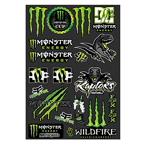 DINGFENG Racing Motocross Stickers, Decal Sticker Pegatinas Pegatinas Moto Patrocinadores, Calcomanía Monstruo, Pegatina Monster Energy, para Motocicletas, Cascos, Motos de Cross, Monopatines