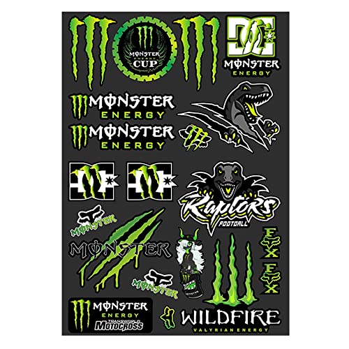 DINGFENG Racing Motocross Stickers, Decal Sticker Pegatinas Pegatinas Moto Patrocinadores, Calcoman&iacute;a Monstruo, Pegatina Monster Energy, para Motocicletas, Cascos, Motos de Cross, Monopatines