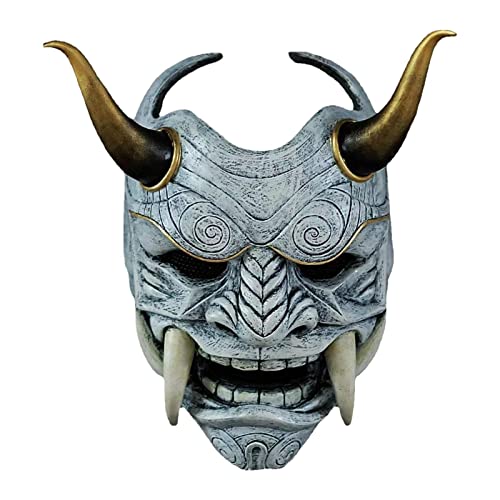 Steadybombb Casco samur&aacute;i japon&eacute;s | Halloween Que Cubre la Prop,Disfraz Hannya Oni l&aacute;tex para Adultos y Adolescentes