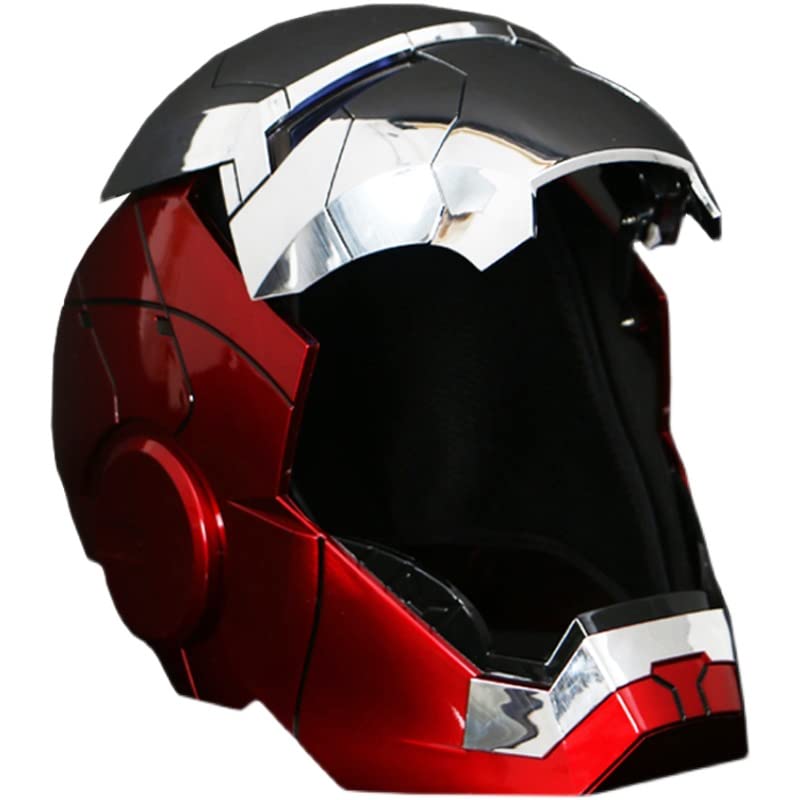 AOKLEY MK5 Kids Iron Man Cascos eléctricos 1: 1 Cascos portátiles control voz en inglés Cosplay de Halloween Regalo para fanáticos superhéroes Casco fiesta Halloween,Silver-One size
