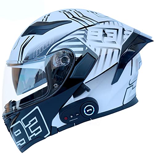 Casco Moto Modular Integrado con Bluetooth HD Negro Marr&oacute;n Lente Auriculares y Micr&oacute;fono Integrados Casco de Carreras de Cara Completa Dise&ntilde;o 54~63CM