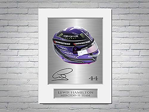 Lewis Hamilton Mercedes F1 Formula 1 2021 - Soporte de foto firmado para casco A4
