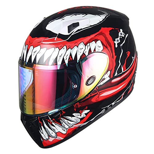 BaoFuStore Casco De Moto Integral Para Mujer, Casco De Moto De Calle Con Visera Abatible Hacia Arriba, Casco De Motocross Para Ciclomotor Para Hombre Con Bluetooth Space DOT/ECE,Venom c,M
