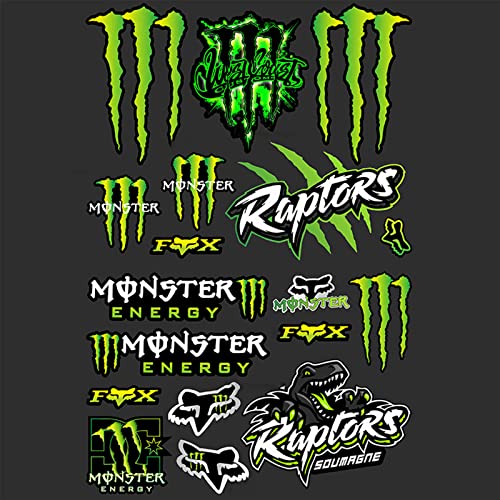 JIUYEJIU Pegatinas Monster Energy - Pegatinas Monster - Pegatinas Motocross - Pegatinas Cascos Motos, para Motos, Cascos, Coches, portátiles, etc (A8038)