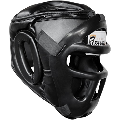 Farabi Sports Guardia Protector de Cabeza Cara de Ahorro de Casco con la Cara Frontal extraíble Grill (Black, Medium)
