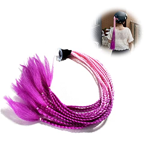 QIUMING Coletas de Motocicleta Trenza Cola De Caballo para Casco Casco de Cola de Caballo con Ventosa para para La Mayor&iacute;a De Motocicleta Cascos Bicicleta Deportes de Nieve y patinaj (Polvo p&uacute;rpura)