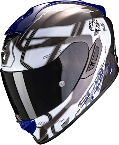 Scorpion CASCO MOTO EXO-1400 AIR SPATIUM,UNISEXO,BLANCO AZUL,XXL
