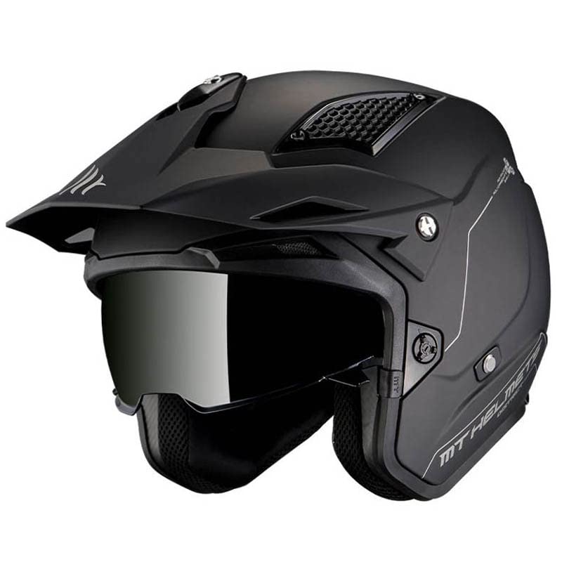Casco MT District SV Solid Negro Mate | Casco de Moto Jet Trial | Helmets Unisex Hombre y Mujer (L)