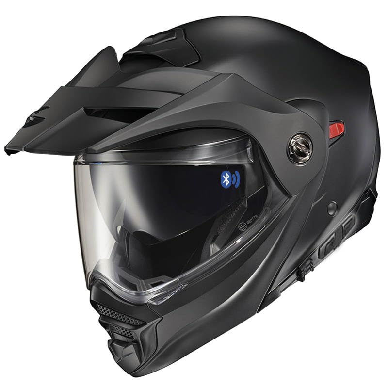 Scorpion ADX-2 Bluetooth Sena Intercom Integrado Negro Mate - Casco de Moto Trail Modular P/J + Pinlock - Casco con Visor Solar Homologado ECE (L)