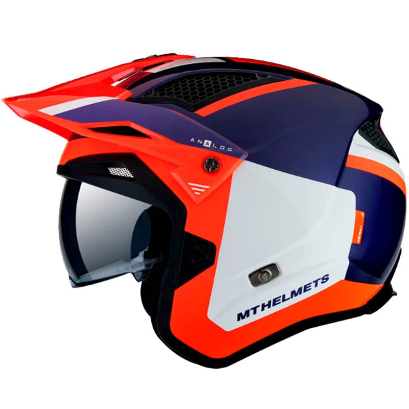 Casco MT District SV Analog D5 Brillo | Casco de Moto Jet Trial | Helmets Unisex Hombre y Mujer (M)