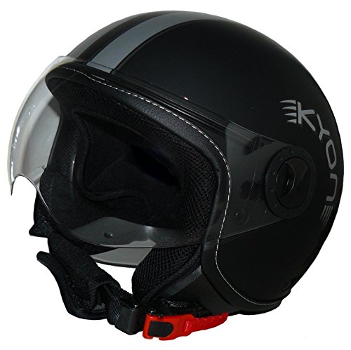 Protectwear - Casco de cara abierta en dise&ntilde;o piloto H710 stripes - L