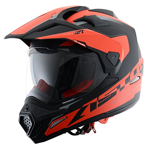 Astone Helmets -CROSS TOURER GRAPHIC ADVENTURE - Casque de motocross homologué en polycarbonate - Casque intégral polyvalent, 3 en 1 enduro route et trail - Matt black/red S