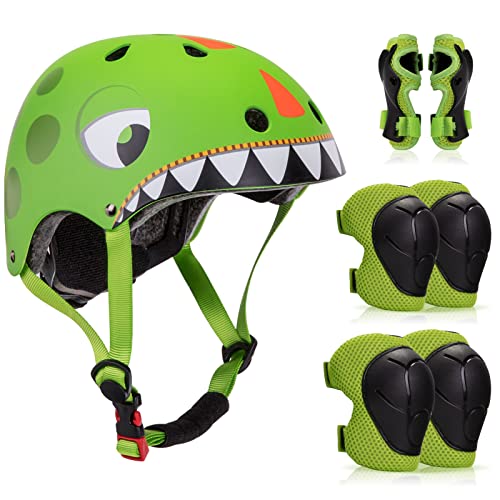 LZDMY Casco Bici Ni&ntilde;o, Casco Bicicleta para Ni&ntilde;os de 2 3 4 5 a&ntilde;os, Cascos y Rodilleras Infantiles de Protecciones Patines Patinete Patinaje Ciclismo Monopat&iacute;n Scooter Deportes, Regalo Bebe