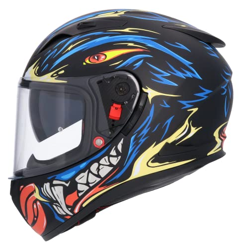 Casco Marca Shiro Helmets SH 605 Modelo RAPAZ Azul Mate Talla (L) 59/60 Casco Unisex Casco Integral HOMOLOGADO Casco Hombre Casco Mujer