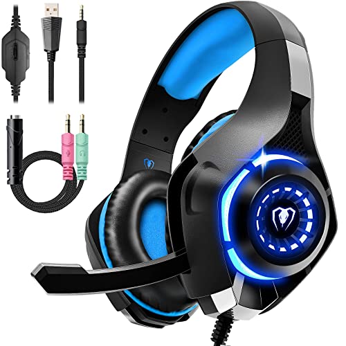 Tatybo Cascos Gaming, Auriculares con Graves Envolventes 3D, Micr&oacute;fono Reducci&oacute;n De Ruido Y Almohadillas De Prote&iacute;na, para PS4 PS5 Xbox PC Laptop