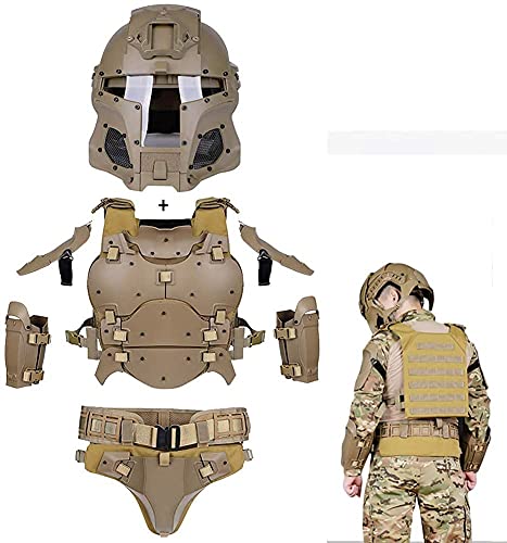 Cosplay Airsoft Full Face Head Helm Tactical Riding Sorta-Kinda Mandalorian/Boba Fett/Galac-TAC + Airsoft Tactical Armor Set Chaleco táctico Militar