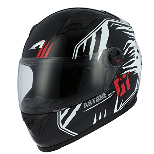 Astone Helmets - Casque intégral GT2 Graphic Predator - Casque idéal milieu urbain - Casque intégral en polycarbonate - Black/white S