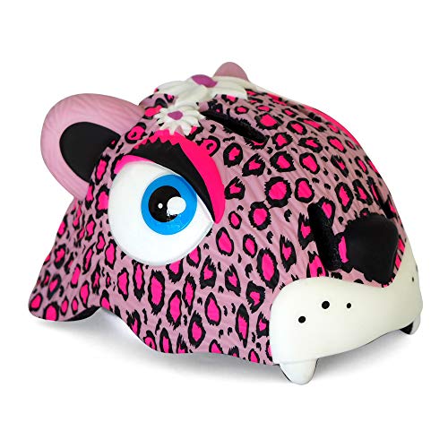Casco de Bicicleta para ni&ntilde;o Crazy Safety | Casco de Bici para ni&ntilde;o de 2 a 7 a&ntilde;os para Skate, Bicicleta, Patinete, monopatin| Casco de Animal 3D Ligero y Ajustable 49-55 cm (Leopardo Rosa)