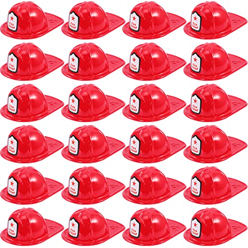 JEFFOUOO 24 piezas de casco de bombero para niños, casco de bombero rojo, sombrero de bombero para niños y adultos
